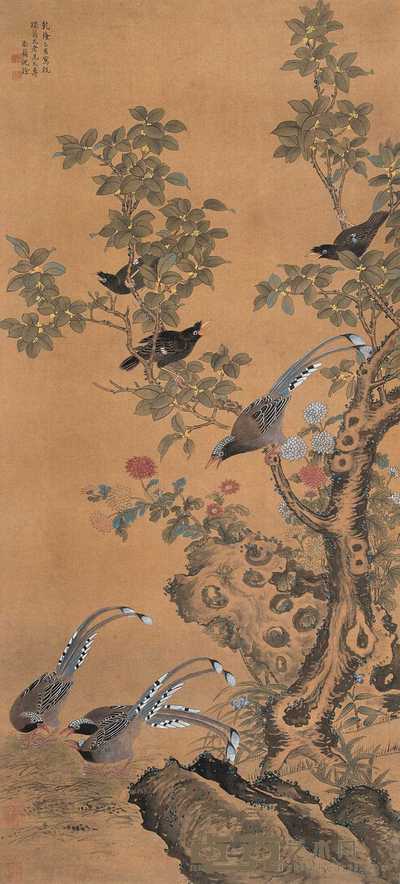 沈铨（款） 以介眉寿 立轴 105×47cm